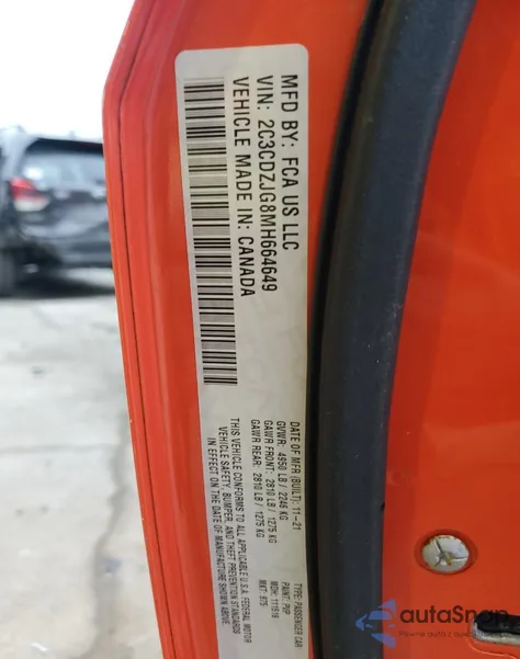 2021 Dodge Challenger Gt from USA, damaged, VIN 2C3CDZJG8MH664649